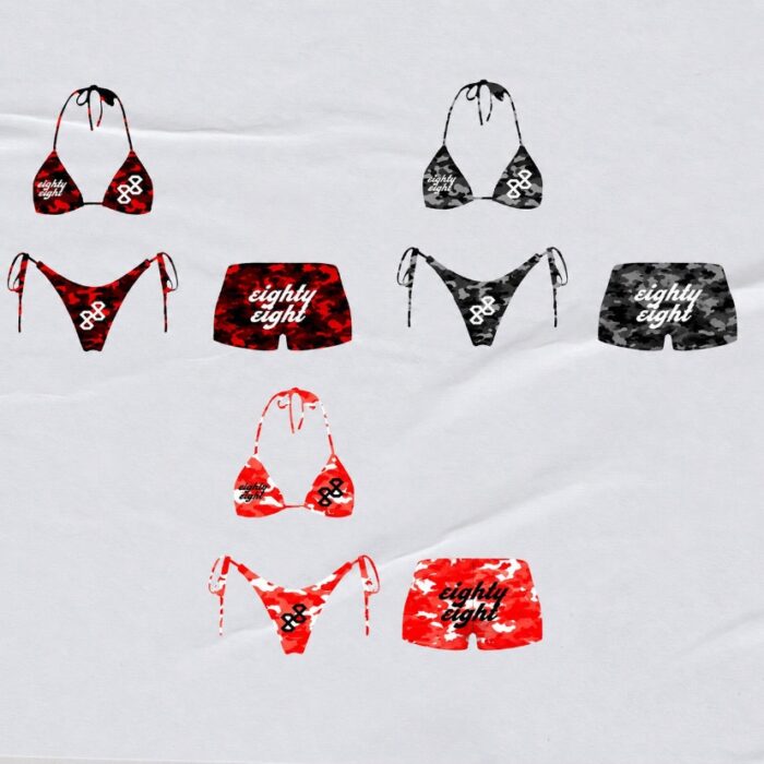88 CAMO 3-PIECE BIKINI SET + SHORTS