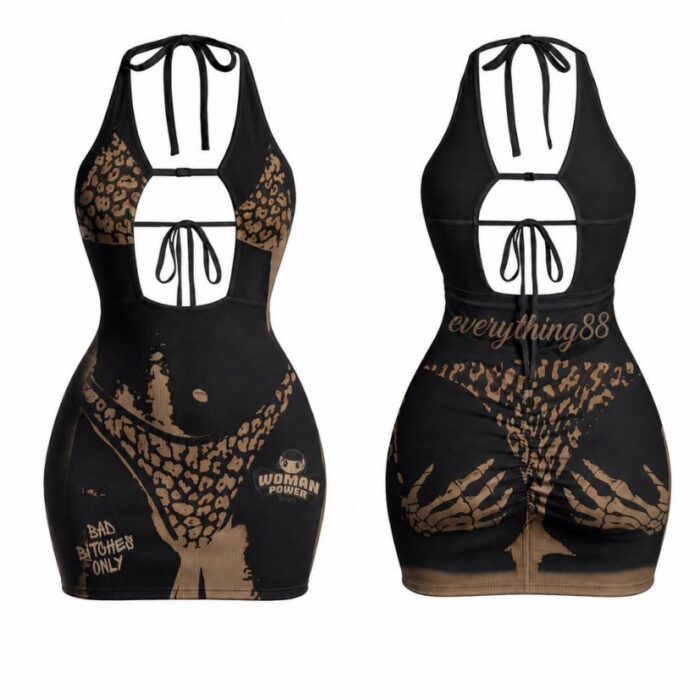 88 woman power halter minidress